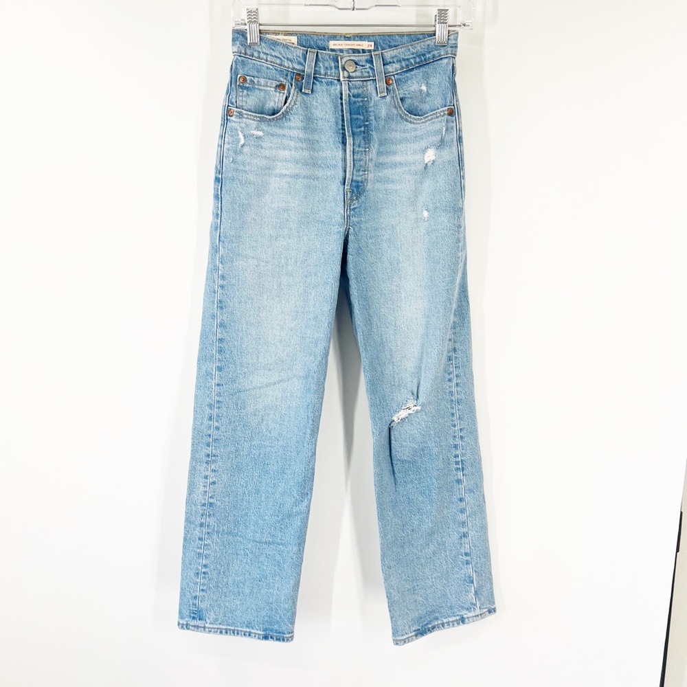 Levi’s Ribcage Straight Ankle Jeans Button Fly High Rise